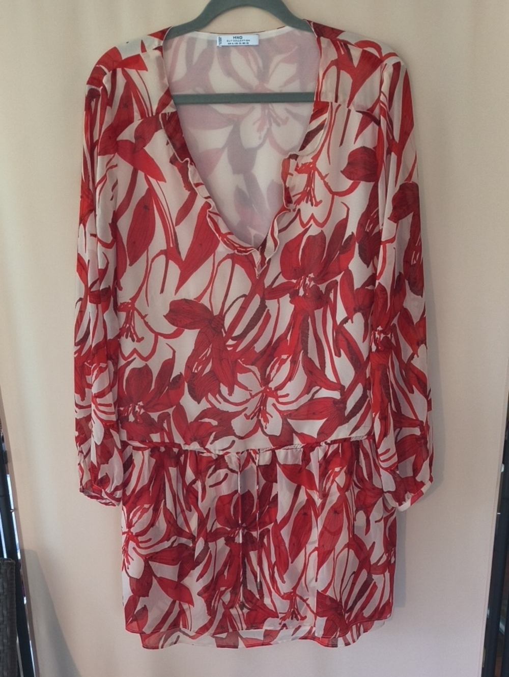 Mango MNG Suit Collection Dress in Red and White Floral Size USA 10